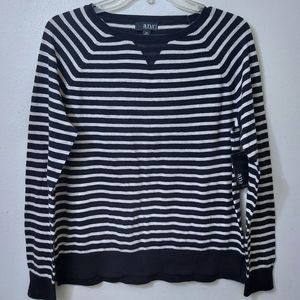 a.n.a A New Approach Top Long Sleeve Black/Oatmeal Striped PM
